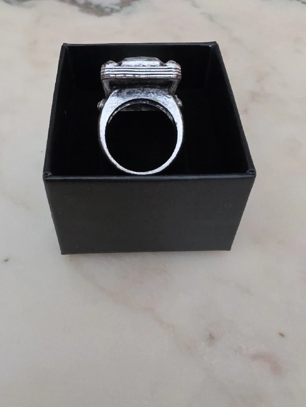 Lia Sophia Clear Crystal Rectangular Cocktail Ring - Silver Tone